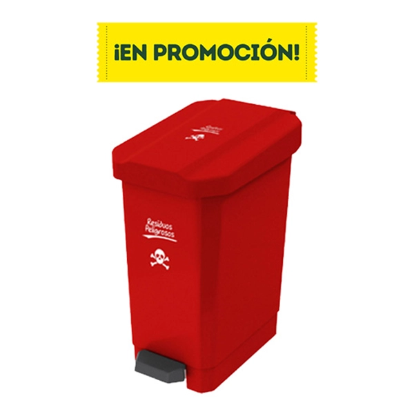 Contenedor con pedal 44 L rojo en promo