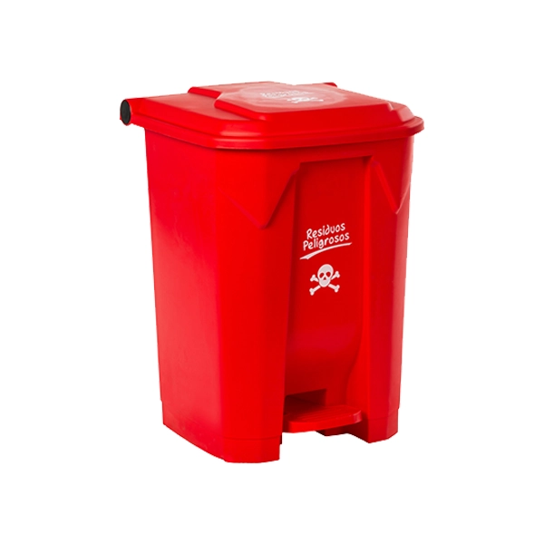 Contenedor con pedal 45 L rojo