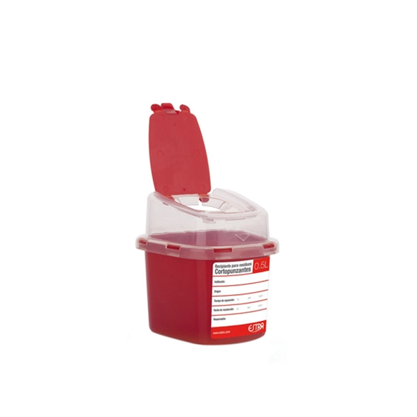 Contenedor para cortopunzantes 0.5 L rojo